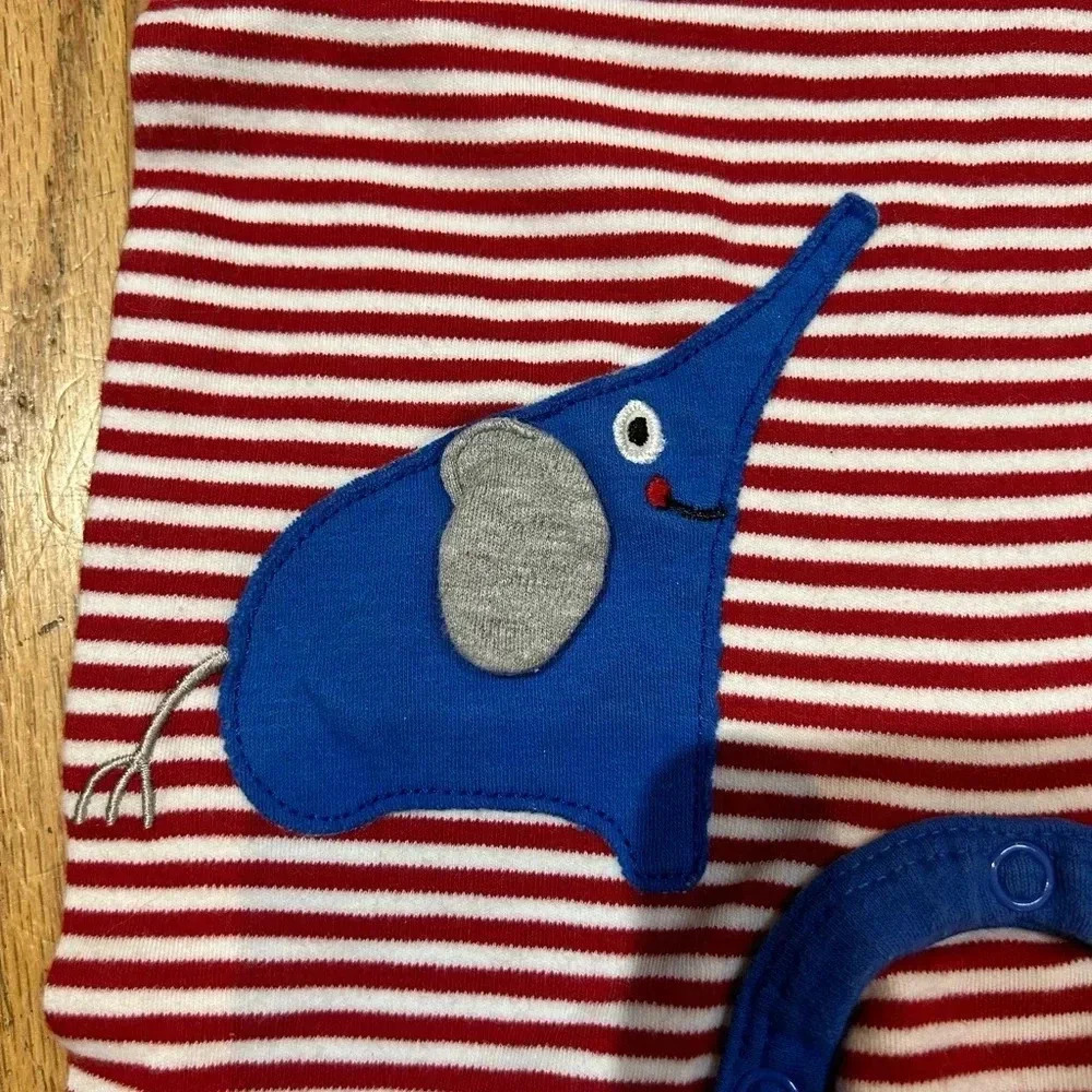 Albetta Vintage Elephant and Mouse Striped Romper 6-12 months - Picture 5 of 8